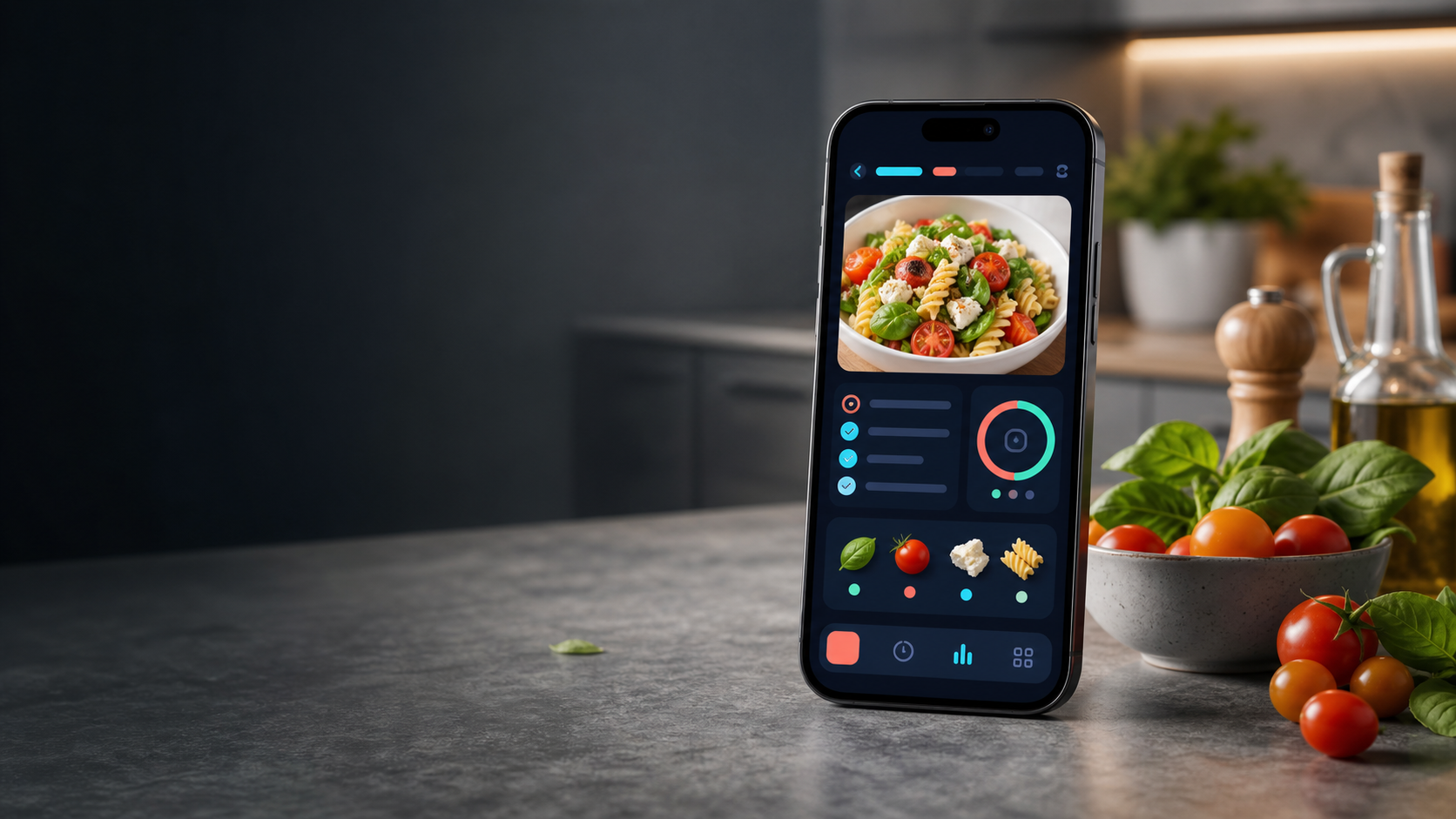 Esempio di app ricette con ingredienti, passaggi e timer